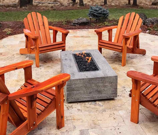 The Outdoor Plus IM Coronado Woodgrain Fire Pit with Adirondack Chairs 08242020BR The Outdoor Plus IM Coronado Woodgrain Fire Pit with Adirondack Chairs 08242020BR