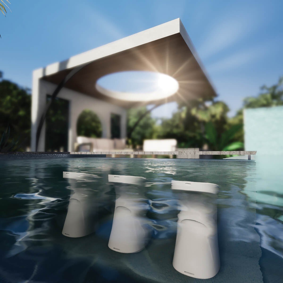 Ledge Lounger IM Barstools in pool